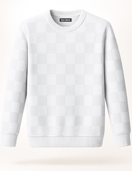 TUM BEND Classic Towel Textured Crew Neck Pullover White