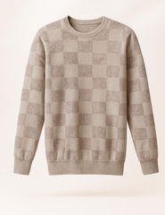 TUM BEND Towel Textured Classic Crew Neck Pullover Grey white