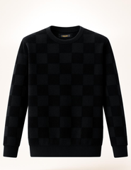 TUM BEND Towel Textured Classic Crew Neck Pullover Black