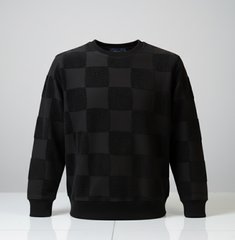 TUM BEND Towel Textured Classic Crew Neck Pullover Black