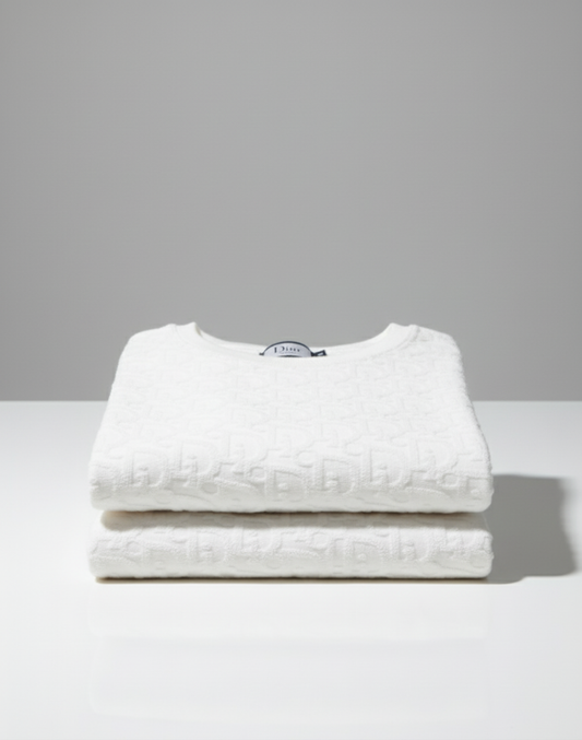 DD Classic Towel Textured Crew Neck Pullover White