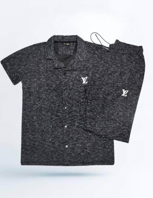 LV Coat Collar black Coord Set