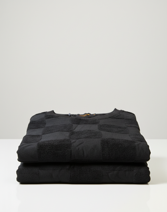 TUM BEND Towel Textured Classic Crew Neck Pullover Black
