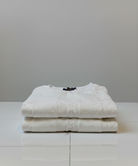 TUM BEND Classic Towel Textured Crew Neck Pullover White