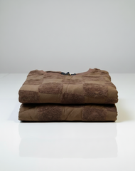 TUM BEND Towel Textured Classic Crew Neck Pullover Brown